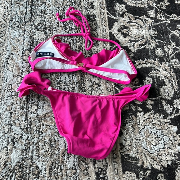 Ralph Lauren size extra small magenta ruffle accented bikini set - Picture 3 of 5